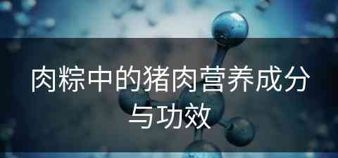 肉粽中的猪肉营养成分与功效